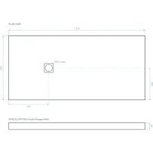 Lujo Stone Fin 1600 x 800mm Black Slate Shower Tray - Cut To Size
