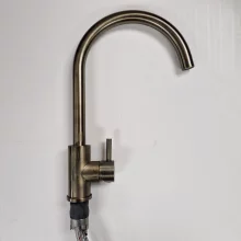 Top-Fix Vito Swan Neck Brushed Steel Kitchen Mixer Tap