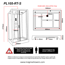 Insignia Showers Monochrome Quadrant Steam Shower - 800 x 800mm