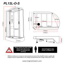 Insignia Showers Monochrome Left Hand Offset Quadrant Steam Shower - 1100 x 700mm