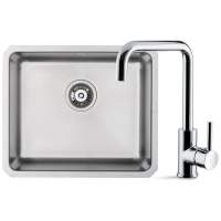 Prima+ Large 1.0 Bowl R25 Undermount Kitchen Sink & Riace Single Lever Tap Pack