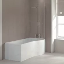 Sommer 1675 x 750/850mm P Shaped Square Shower Bath  - Right Handed