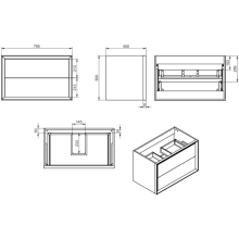 VitrA Ecora 900mm 2-Drawer Washbasin Unit - Gloss White