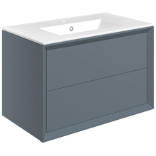 Pekin 815mm Matt Storm Blue Wall Hung Vanity Unit with Ceramic Basin