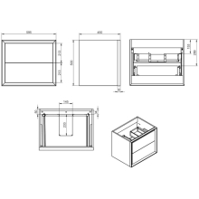 Jux Wall Hung 2 Drawer Basin Unit & White Basin 815mm - Matt Cotton & Oak Effect