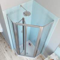 Lakes Classic 900 x 900mm Pentagon Framed Shower Enclosure with Bi-Fold Door