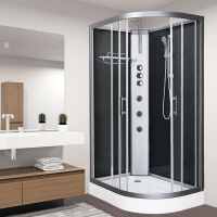 Vidalux Pure 1200 Hydro Massage Shower Cabin - 1200 x 800mm - Left Handed - Black Glass