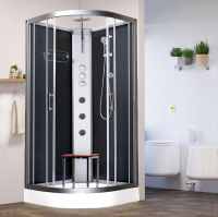 Vidalux Pure 800 Hydro Massage Shower Cabin - 800 x 800mm - Black Glass 