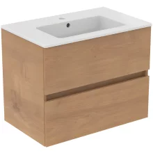 Ideal Standard Eurovit+ 700mm Natural Oak 2 Drawer Wall Hung Unit and Basin