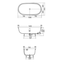 Washington White 1560 x 810 Freestanding Bath - RAK Ceramics