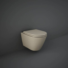 Feeling Matt Greige Wall Hung Rimless WC inc Soft Close Seat - RAK Ceramics