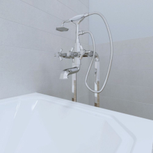 Abacus Plan Freestanding Bath Shower Mixer Tap - Brushed Nickel