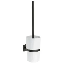 Smedbo House Matt Black Toilet Brush with Porcelain Holder