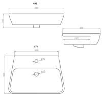 Shetland 500 x 450mm 2 Tap Hole Semi Recessed Basin