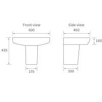 Ankam 600 x 400mm 1 Tap Hole Basin & Full Pedestal