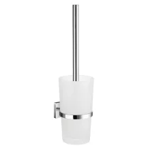Smedbo House Chrome Toilet Brush with Frosted Glass Holder