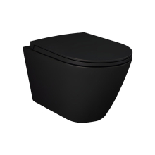 Feeling Matt Black Wall Hung Rimless WC inc Soft Close Seat - RAK Ceramics