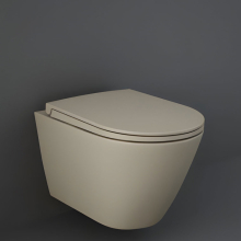 Feeling Matt Greige Wall Hung Rimless WC inc Soft Close Seat - RAK Ceramics