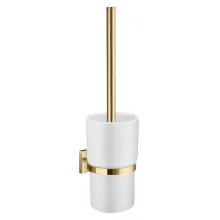 Smedbo House Brushed Brass Toilet Brush with Porcelain Holder