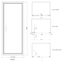 Tissino Rivelo 760mm Infold Door - Matt Black