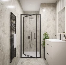 Tissino Rivelo 700mm Infold Door - Matt Black