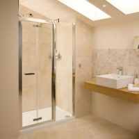 Lakes Classic 1000 White Semi-Frameless Bifold Shower Door