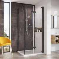 Roman Innov8 760mm Bi-Fold Door Corner Shower Enclosure in Matt Black
