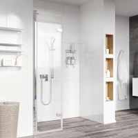 Roman Liberty 1157mm Brushed Brass Wetroom Panel with Clear Glass Corner