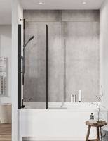 Pure Black Semi-Frameless Sliding Shower Door - 1200mm - Black Smoked Glass