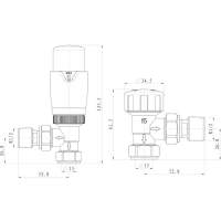 DQ Enzo TRV Angle with Brown Heads in Polished Nickel Radiator Valves