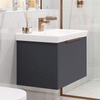 Pomeranian 900mm 2 Drawer Wall Hung Basin Unit Inc. Basin - Matt Grey