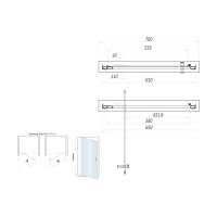 Lakes Classic 1200mm Semi-Frameless Pivot Shower Door With Integrated in-Line Panel