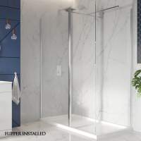 Roman Liberty 857mm Brushed Brass Wetroom Panel with Clear Glass Corner