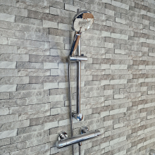 Plan Thermostatic Concealed Shower Valve with Fixed Rain Head & Riser Rail - Kartell UK