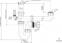 McAlpine SK1A Kitchen Sink Standard Bowl and a Half Plumbing Kit - 1.1/2" 40mm - Twin Appliance