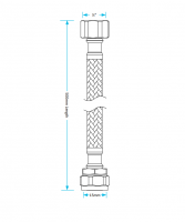 3/4" x 15mm - 300mm - Braided Flexi Hose With Isolation Valve - Viva Sanitary