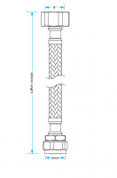 3/4" x 22mm - 300mm - Braided Flexi Hose - Viva Sanitary