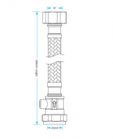 3/4" x 15mm - 300mm - Braided Flexi Hose With Isolation Valve - Viva Sanitary