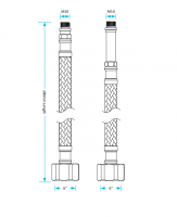 M10 x 15mm - 300mm - Braided Flexi Hose Tap Connector - Viva Sanitary