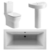 Saxony Bathroom Suite, Basin, Toilet & Double Ended Bath 1700mm