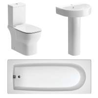 Saxony Bathroom Suite, Basin, Close Coupled Toilet & Bath 1700mm