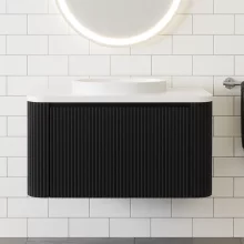 Scudo Linea Curve Black 900mm Wall Hung Basin Vanity Unit