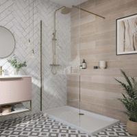 Scudo S8 Brushed Brass Walk In Shower Enclosure with 1700mm Shower Tray