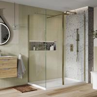 Scudo S8 Brushed Brass Wetroom Shower Screen 1200mm