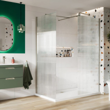 Scudo S8 700mm Brushed Nickel Fluted Glass Wetroom Panel