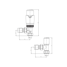 Scudo White Angled Thermostatic Radiator Valves - tech