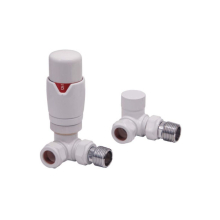 Scudo White Corner Thermostatic Radiator Valves Twin Pack