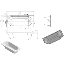 Mulard Deluxe Square 1700x750 Double Ended Bath & Legs