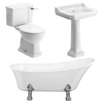 Shetland Traditional Bathroom Suite, Basin, Close Coupled Toilet & Freestanding Bath 1620mm