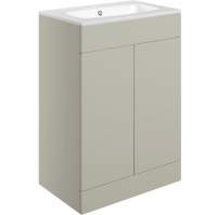 Shetland 615mm Floor Standing 2 Door Basin Unit & Basin - Matt Latte